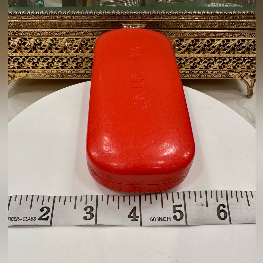 Valentino - Red Leather-Covered Hinged Eyeglass/Sunglass/Eyewear Hard-Case VGUC - Picture 14 of 15